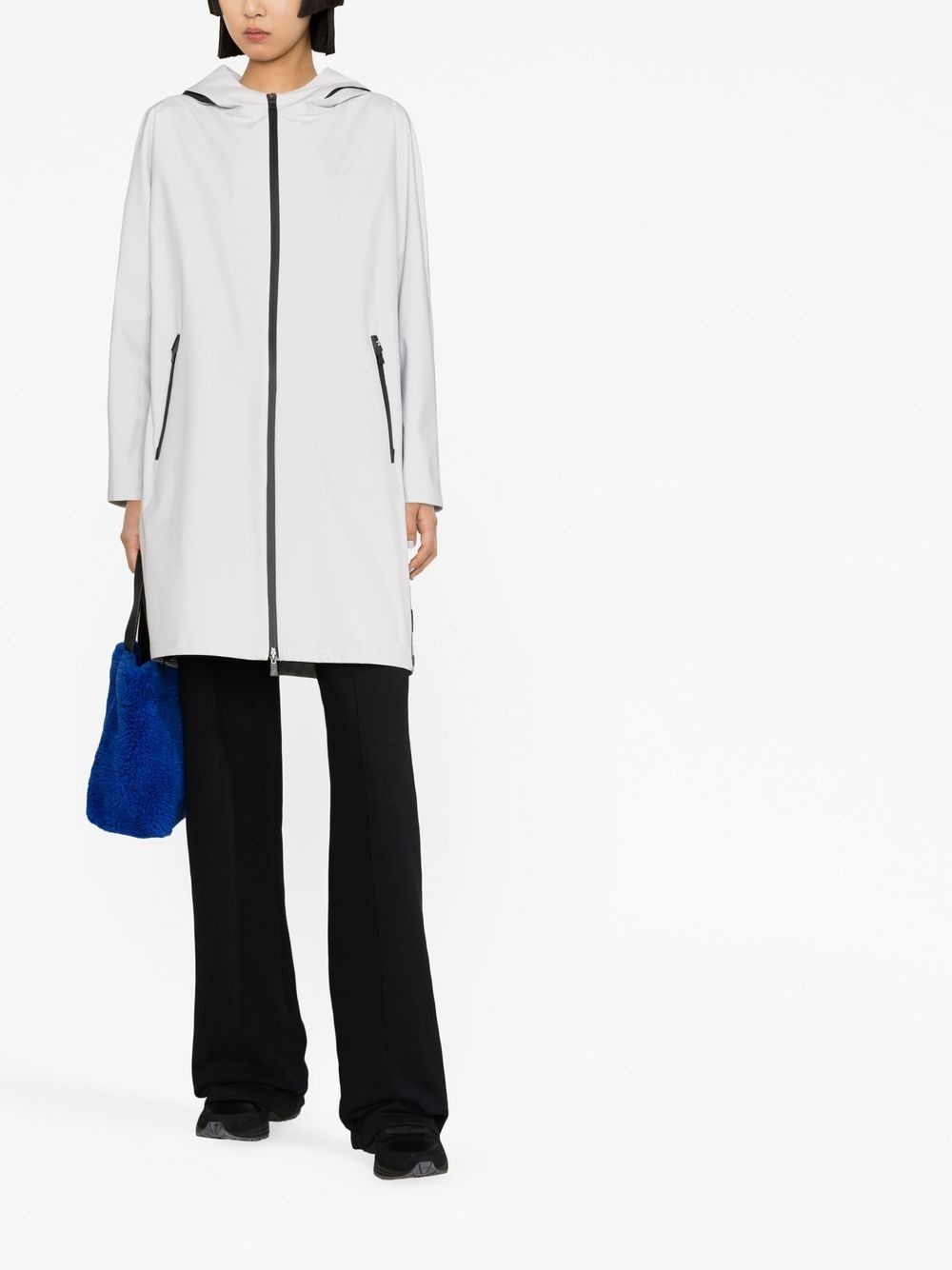 hooded zip-fastening coat - 2