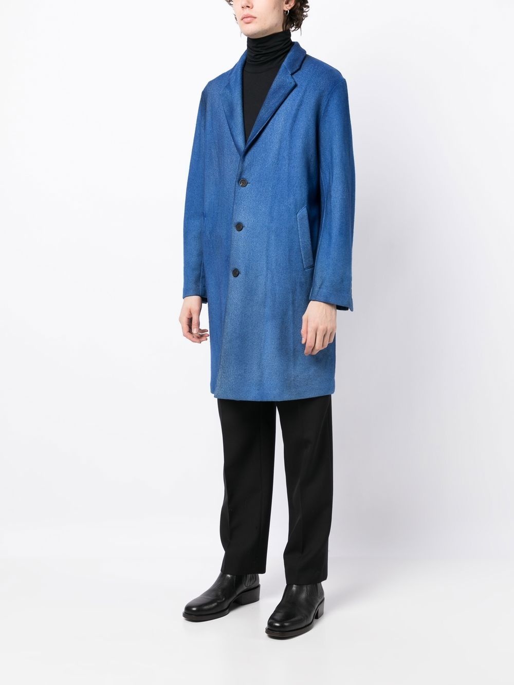painted-effect merino-wool overcoat - 3