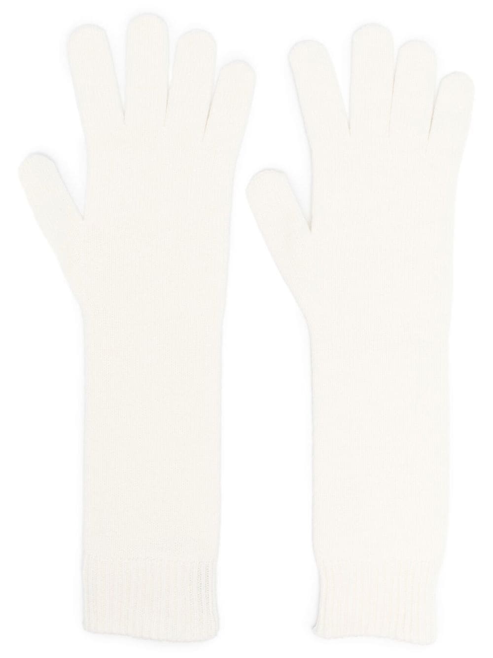 logo-patch knitted gloves - 1