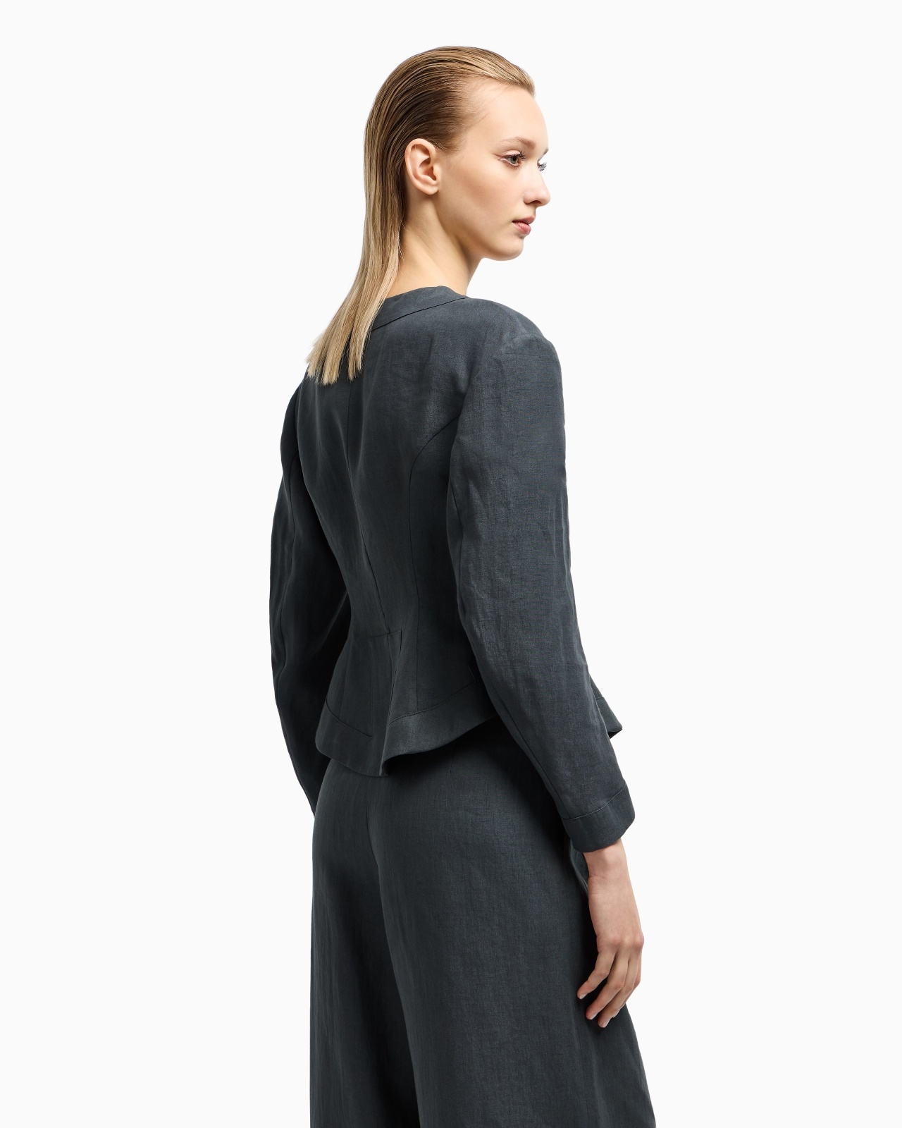 SHORT, SINGLE-BREASTED LINEN JACKET - 3