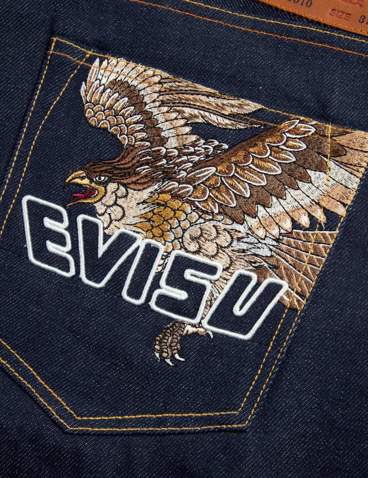 Brocade Kamon and Seagull Embroidery Slim-Fit Jeans #2010 - 7