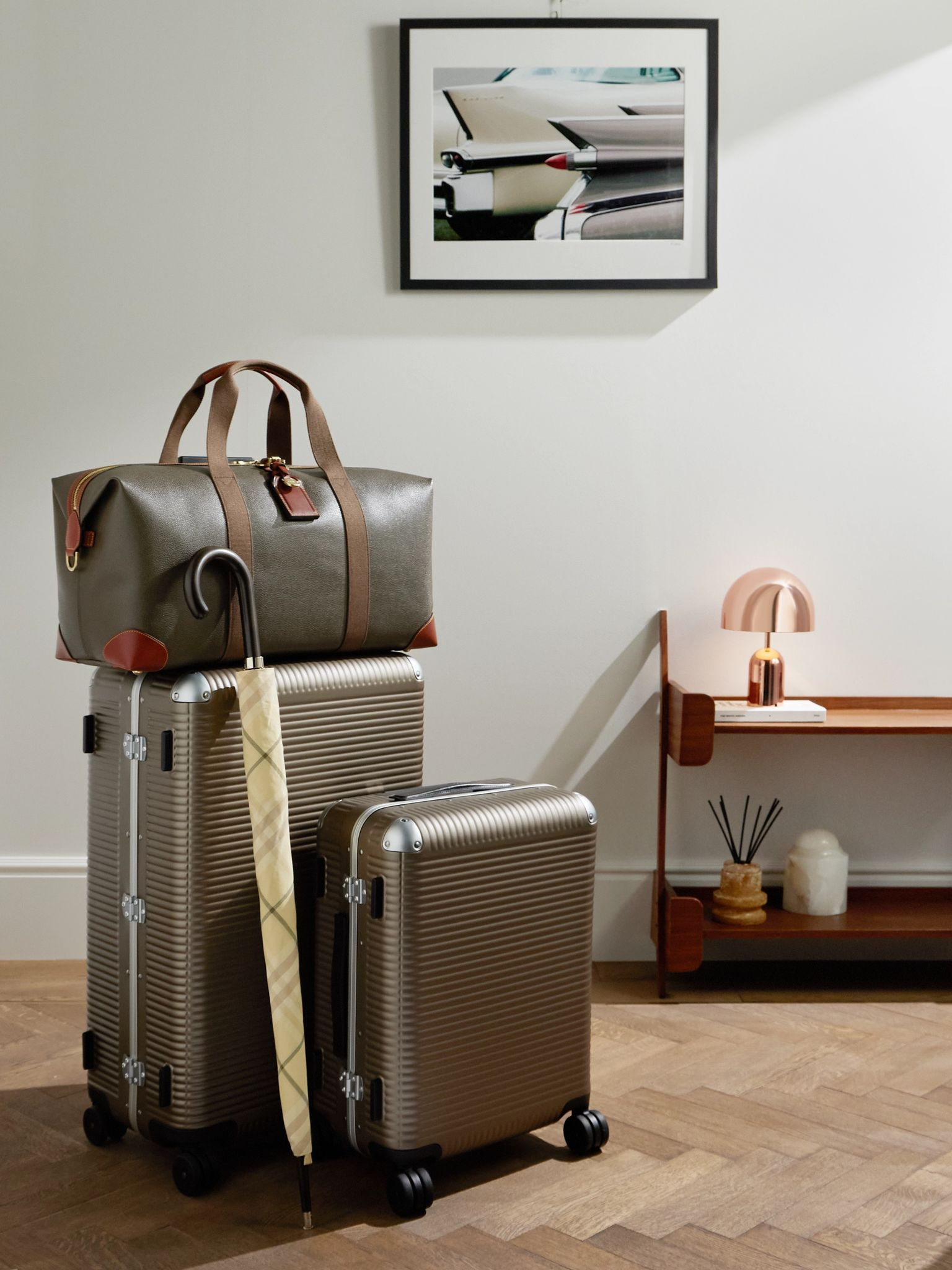 Bank Spinner 55cm Leather and Aluminium-Trimmed Makrolon® Polycarbonate Suitcase Brown - 2