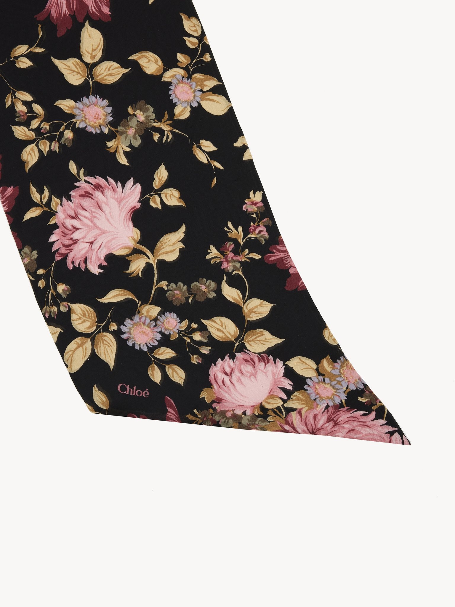 THE CHLOÉ PEONIES WIDE BANDEAU SCARF IN SILK CHARMEUSE - 3