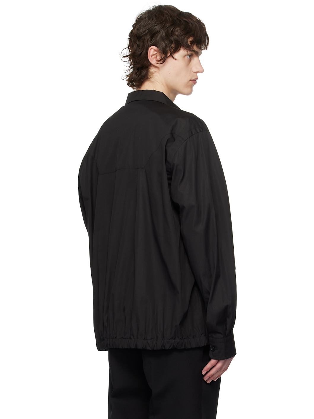 Black Cotton Poplin Jacket - 3