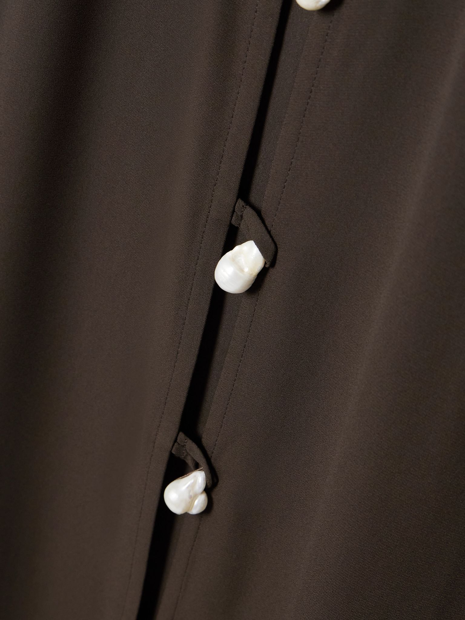 Pearl-embellished recycled silk-georgette coverup Brown - 4