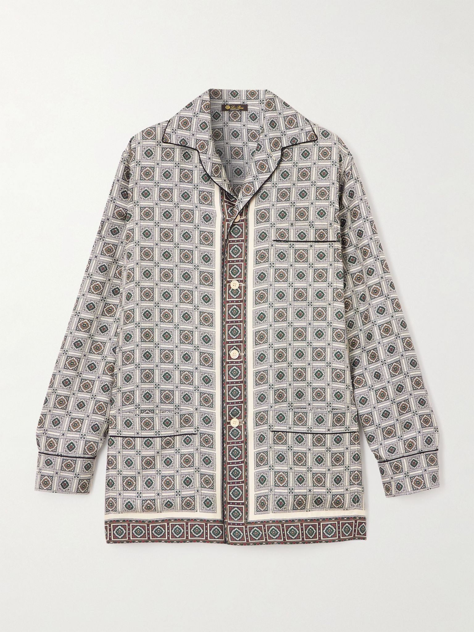 Lian printed silk-twill shirt Gray - 1