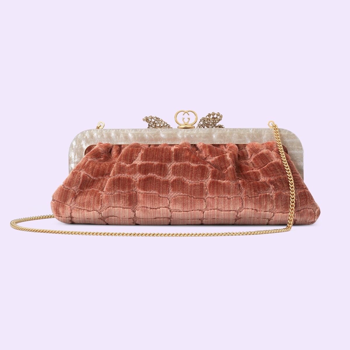 Crocodile velvet jacquard handbag - 4