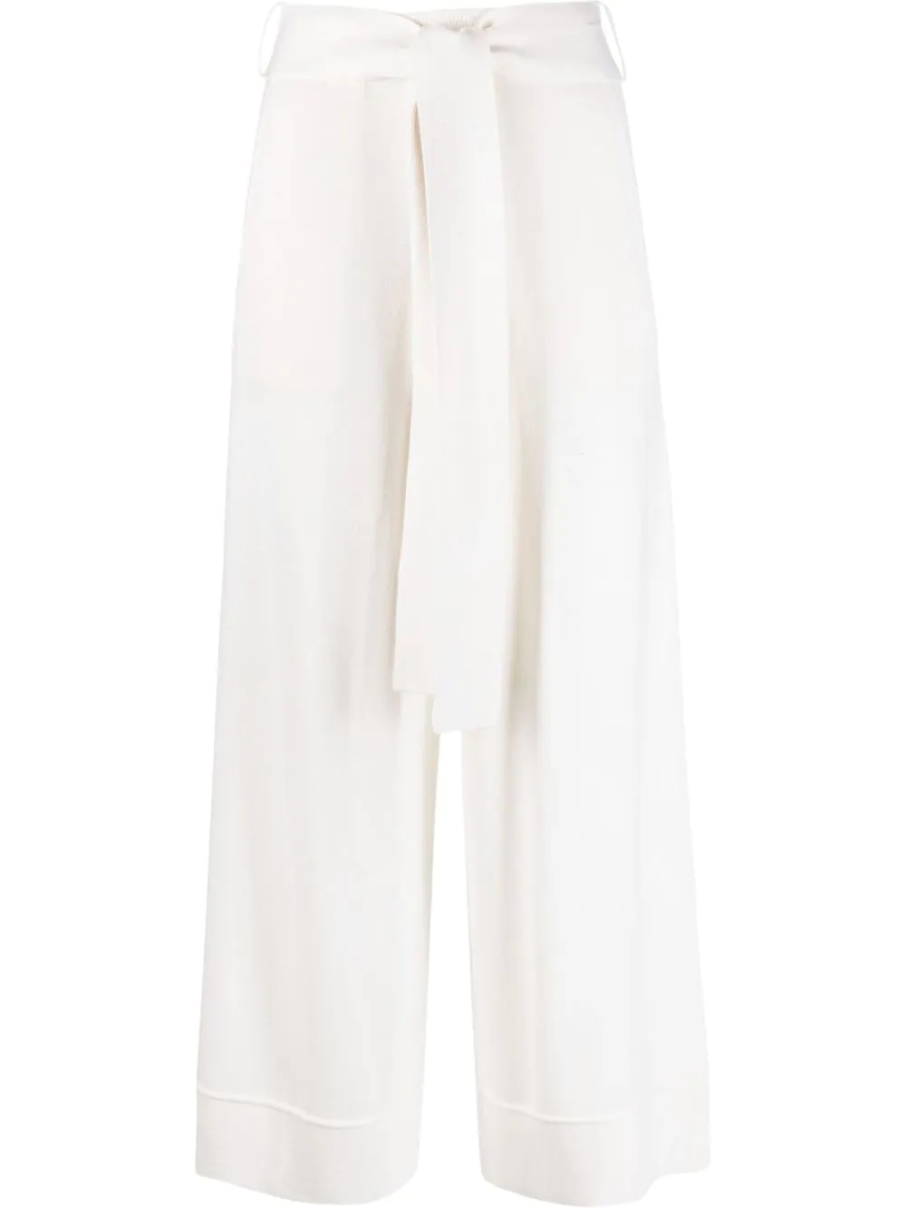 paperbag-waist wide-leg cropped trousers - 2