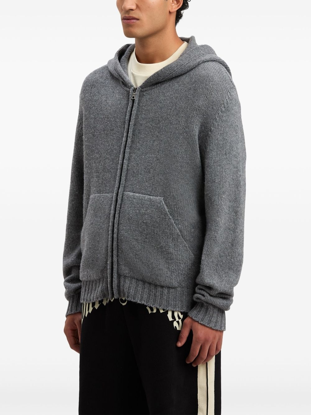 logo-knit zip-up hoodie - 4