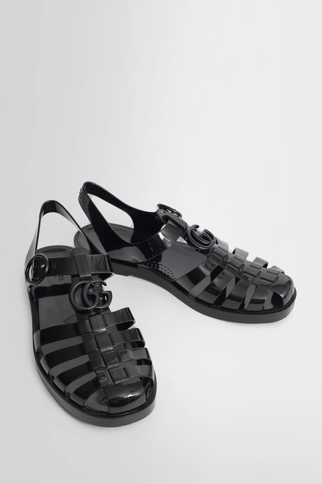 Gucci men's black rubber sandals with double g - 7