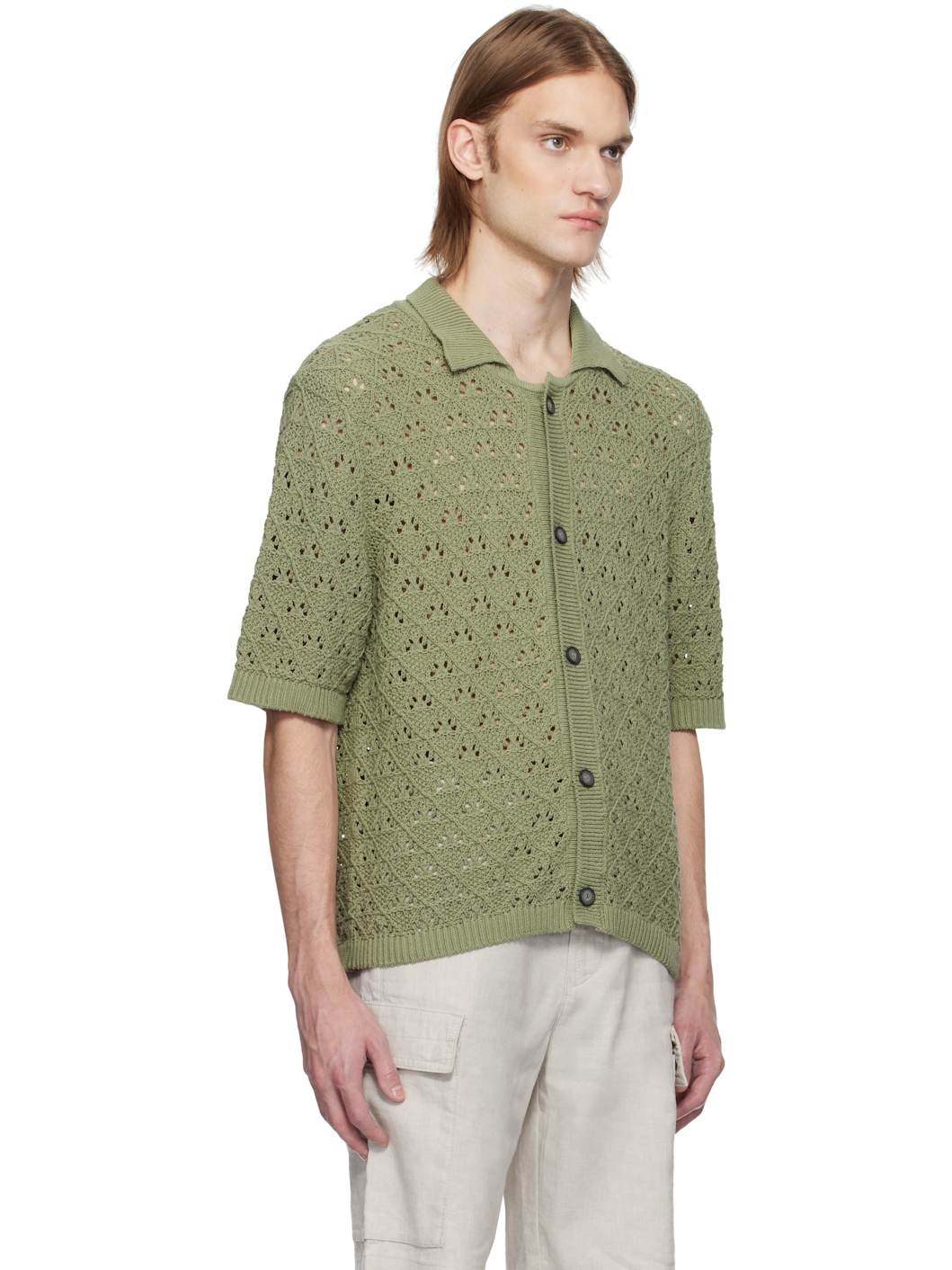Green Knitted Cotton Polo - 2