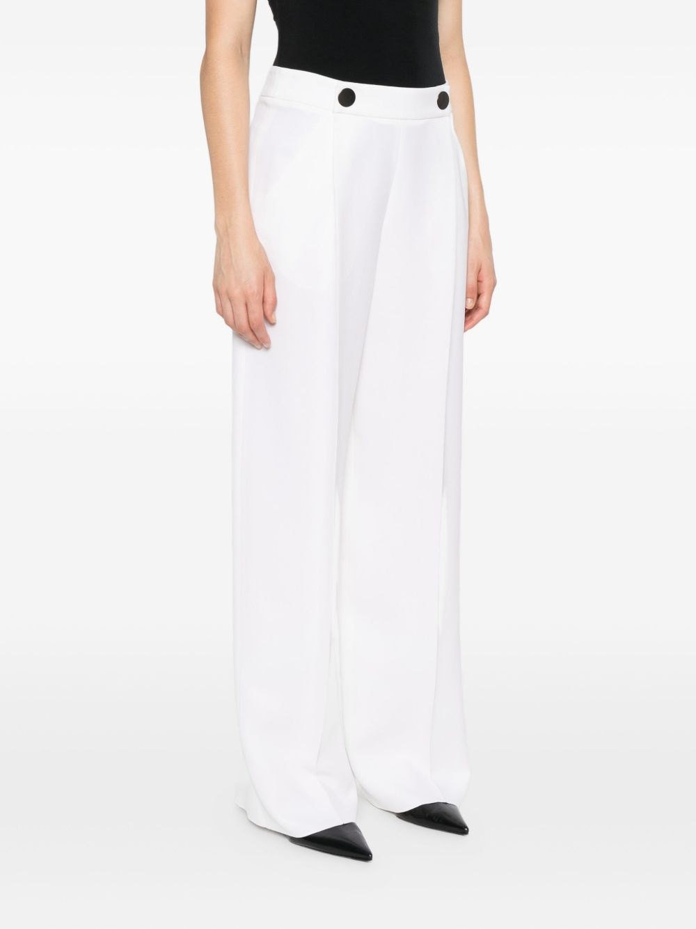 button-fastening silk trousers - 3