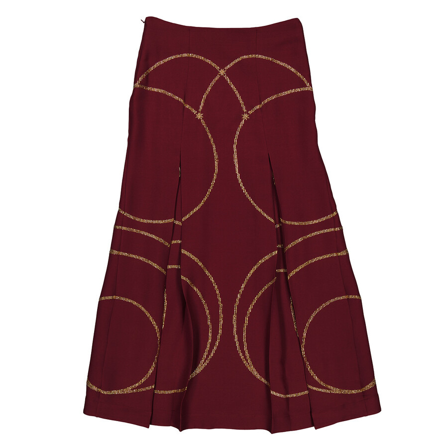 Burberry Ladies Burgundy Lucile Printed Maxi Skirt - 2