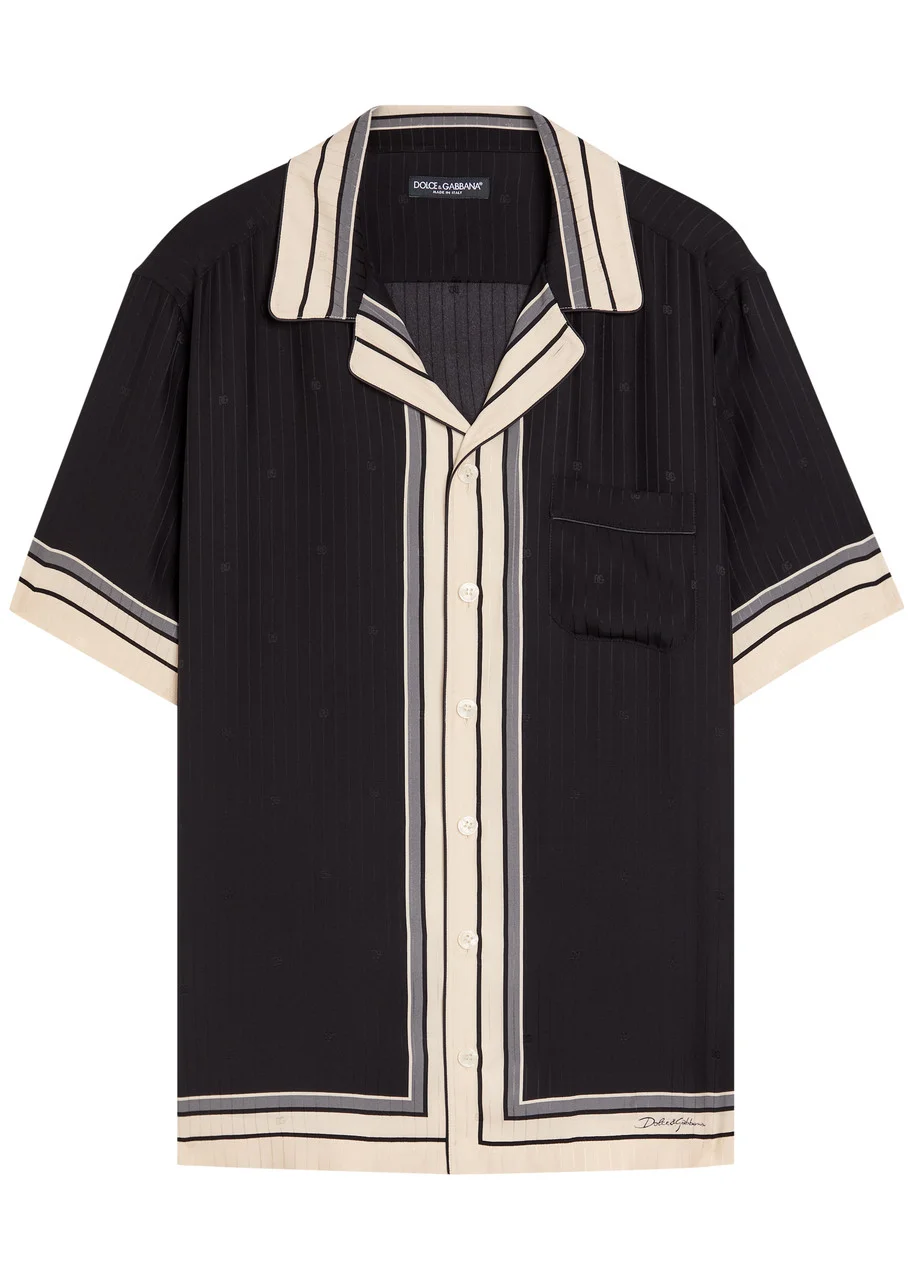 Dolce & Gabbana Striped Logo-jacquard Silk Shirt - 1