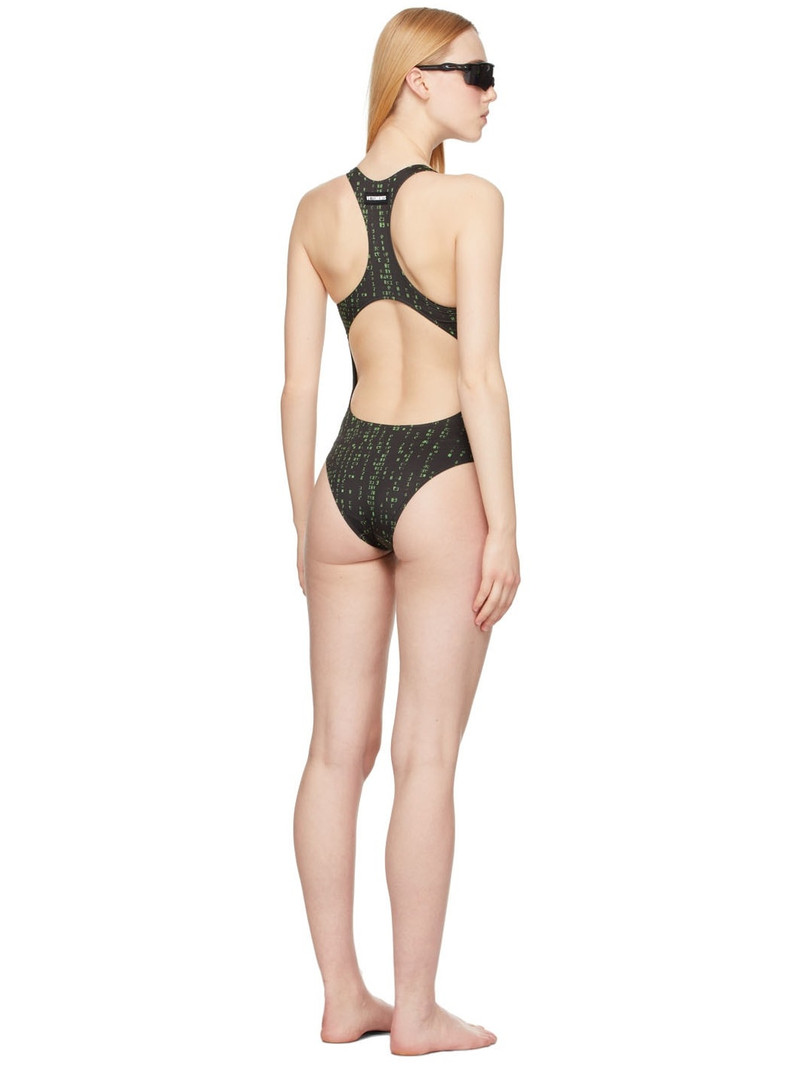 VETEMENTS Black & Green Code Print One-Piece outlook