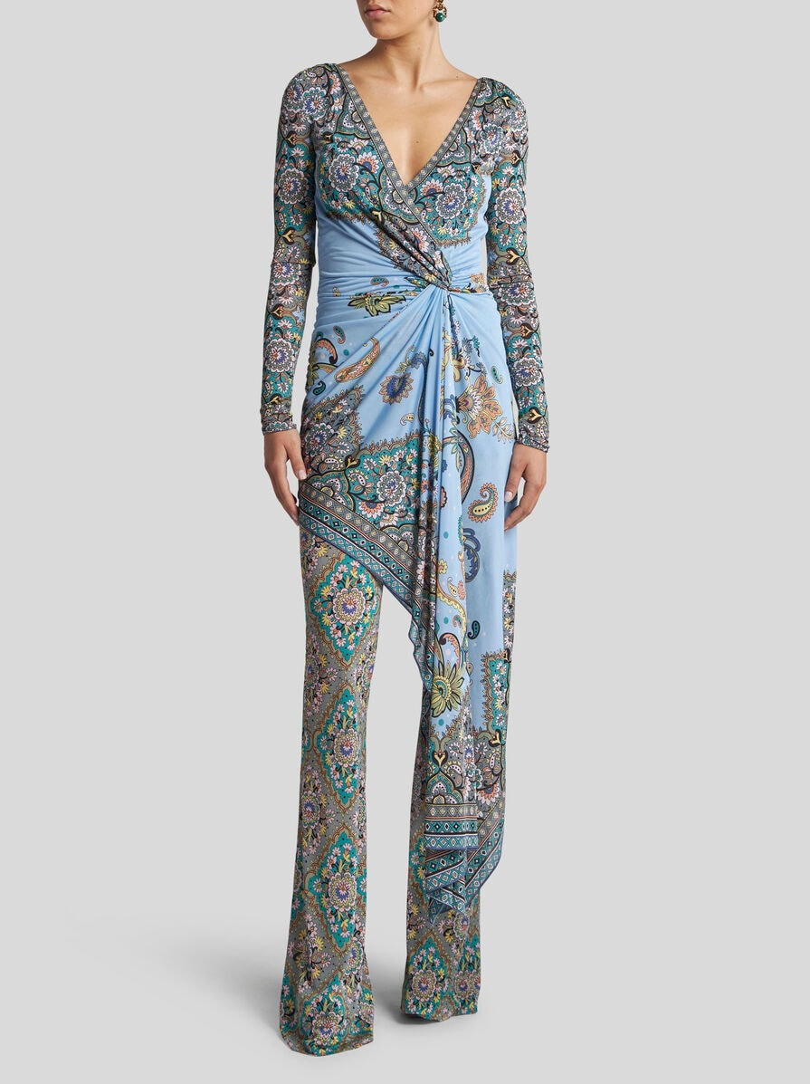 FLARED FLORAL MEDALLION TROUSERS - 4