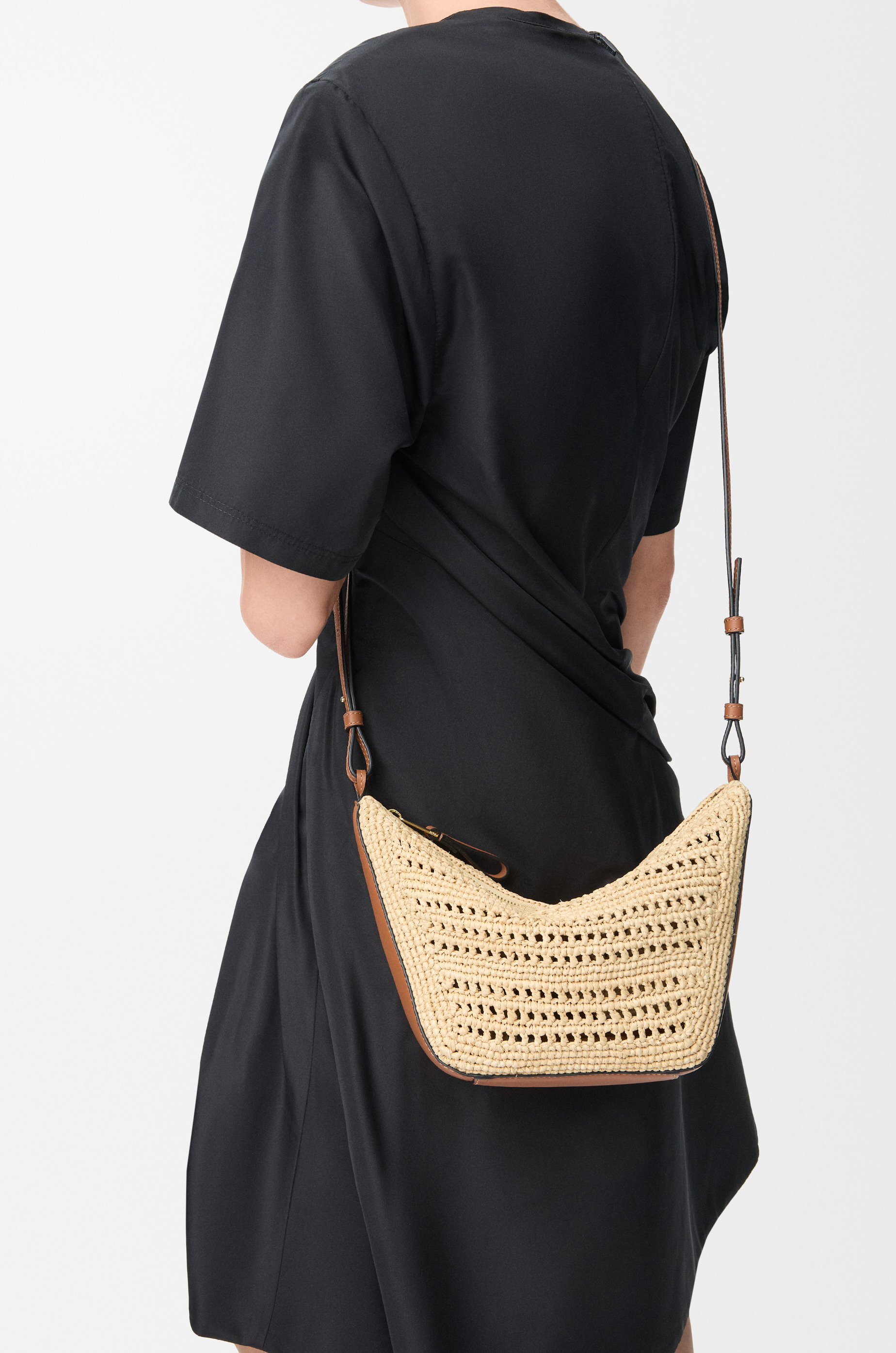 Mini Hammock Hobo in raffia and calfskin - 4