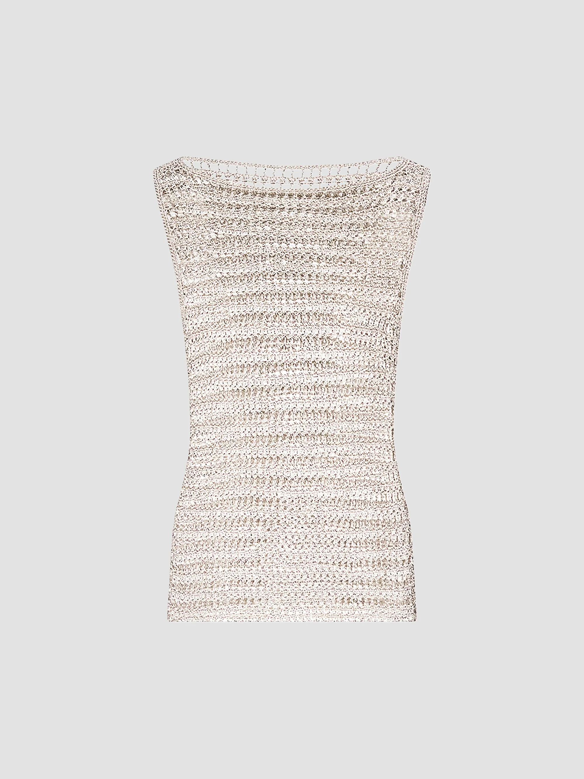 Women's Cleo Metallic Crochet Tank - Sandshell - 1