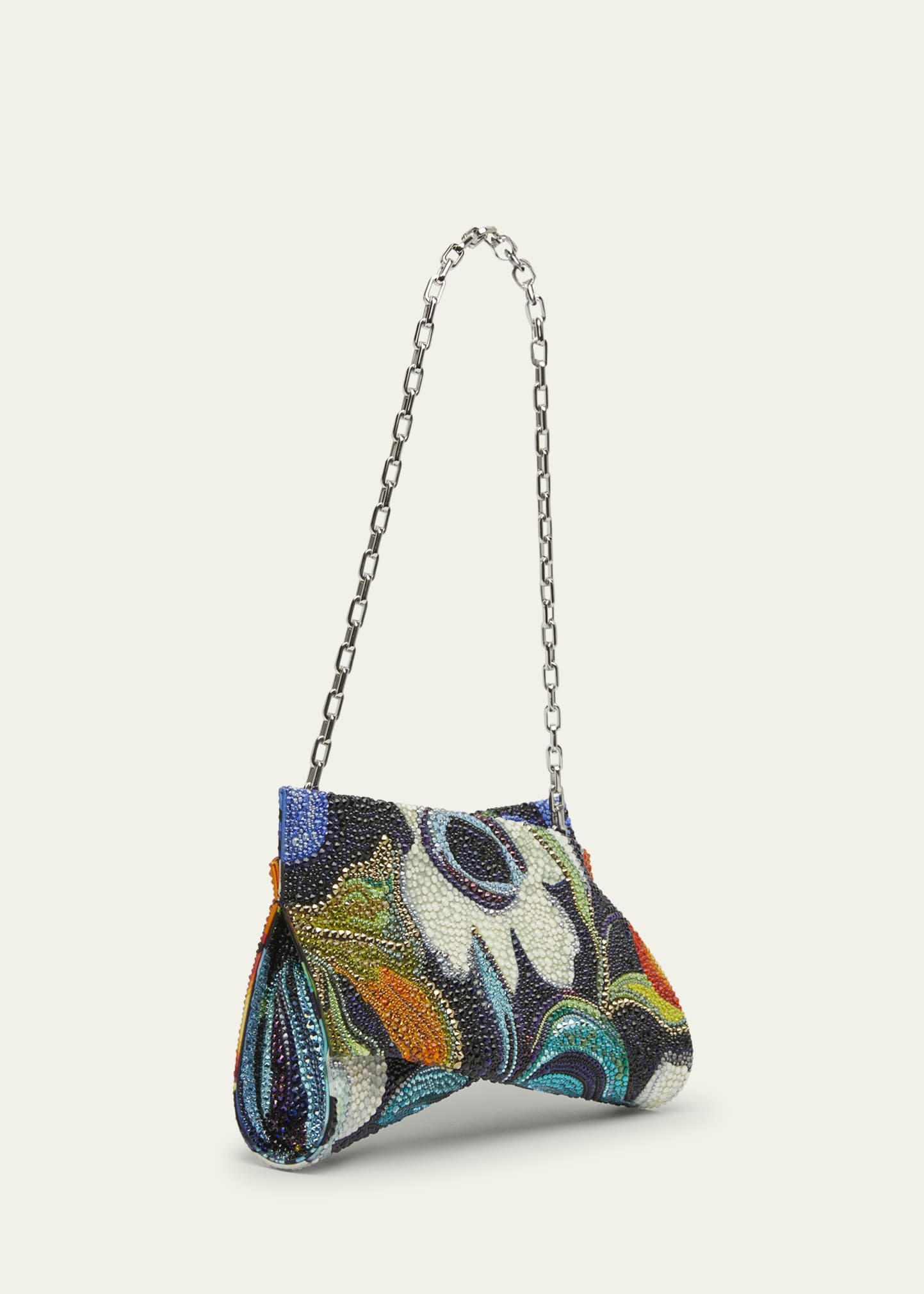 Loubitwist Small Clutch Bag in Flower Strass Satin - 2