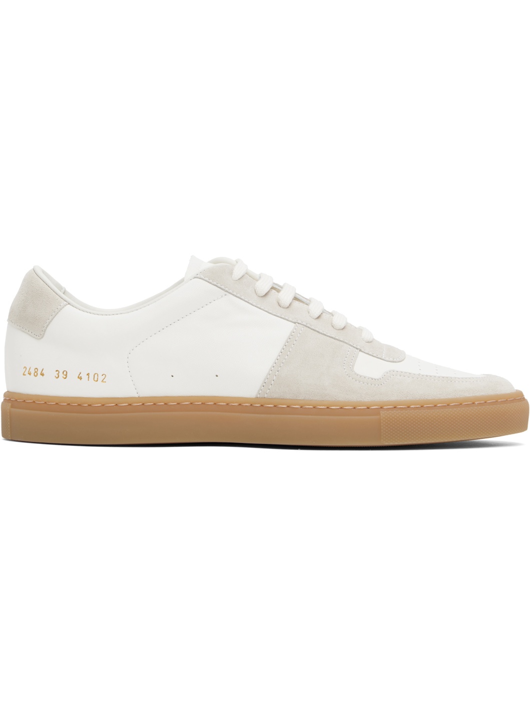 White & Beige BBall Duo Slim Sneakers - 1