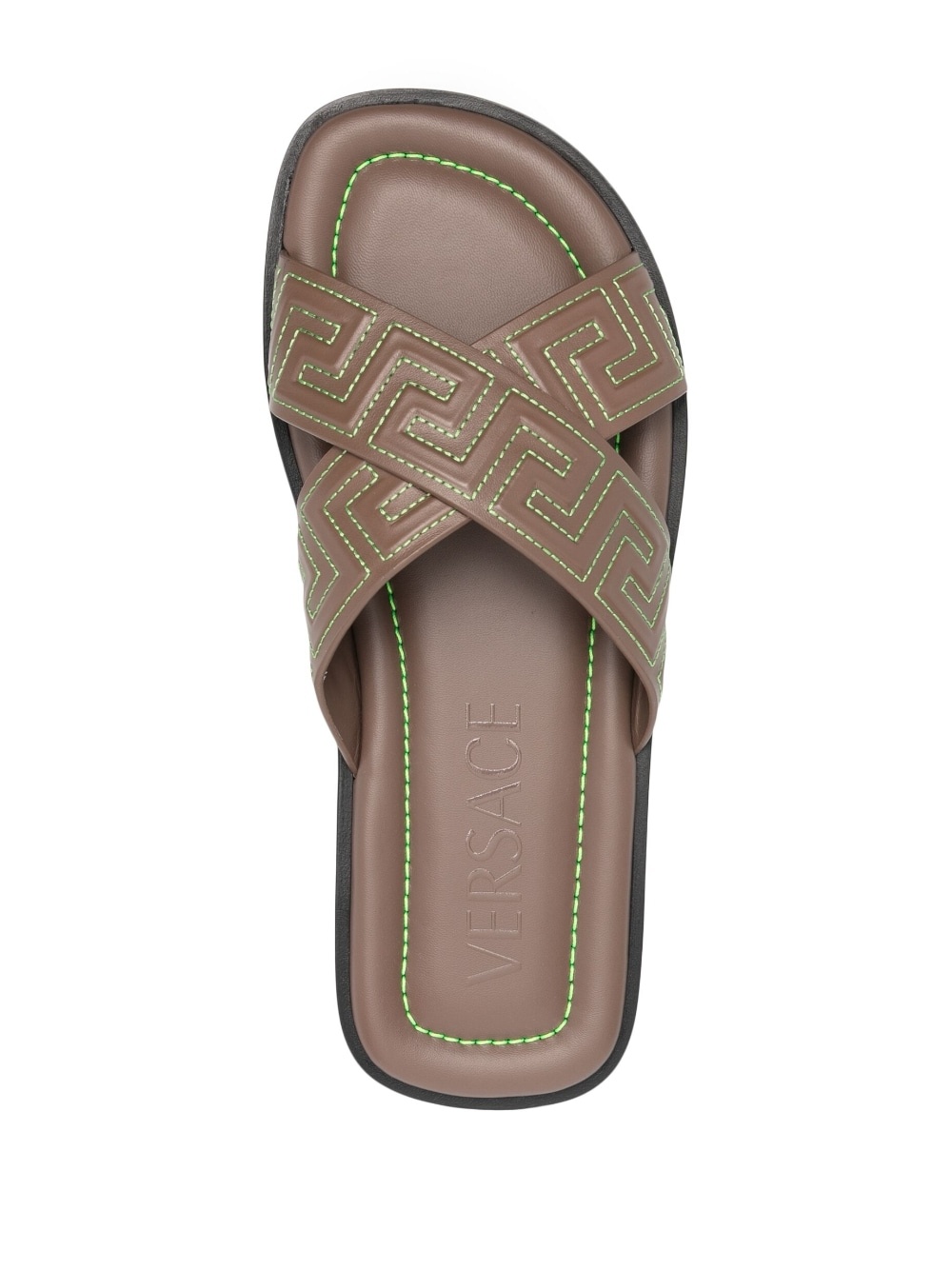 Greca-pattern open-toe slides - 4