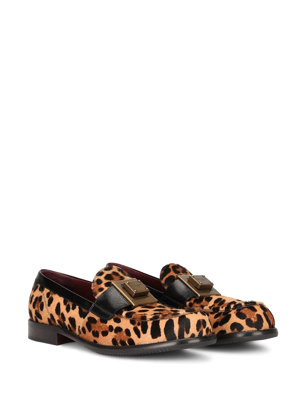 leopard print calf hair loafers - 2