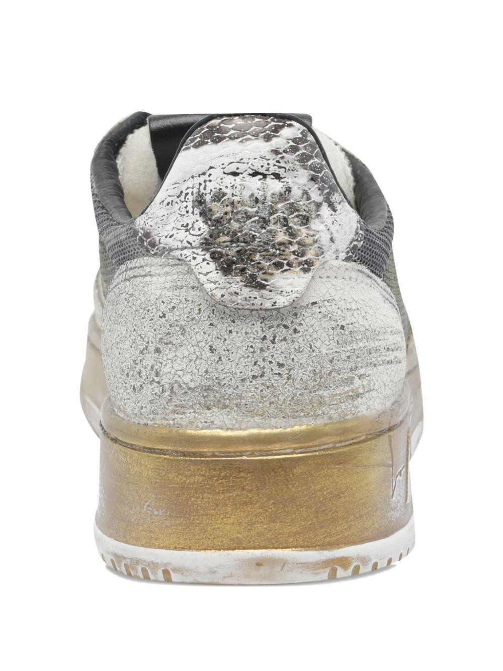 snakeskin-panelled leather sneakers - 4
