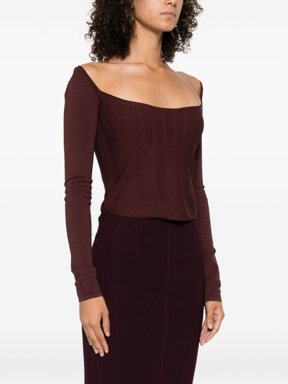 square-neck ribbed top - 3