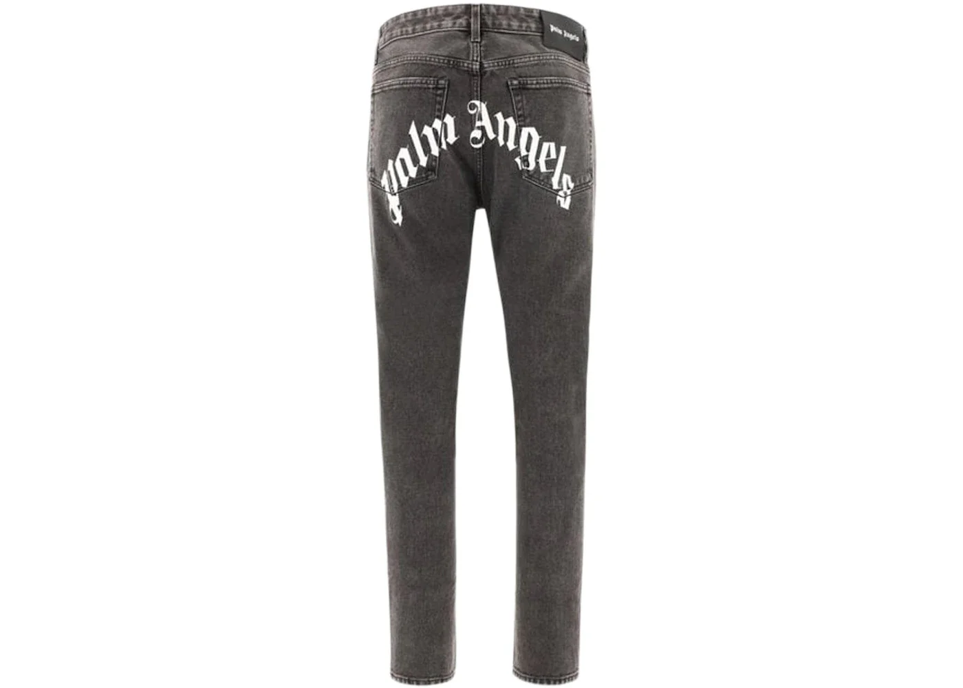 Palm Angels Logo Denim Straight Leg Jeans Black/White - 1