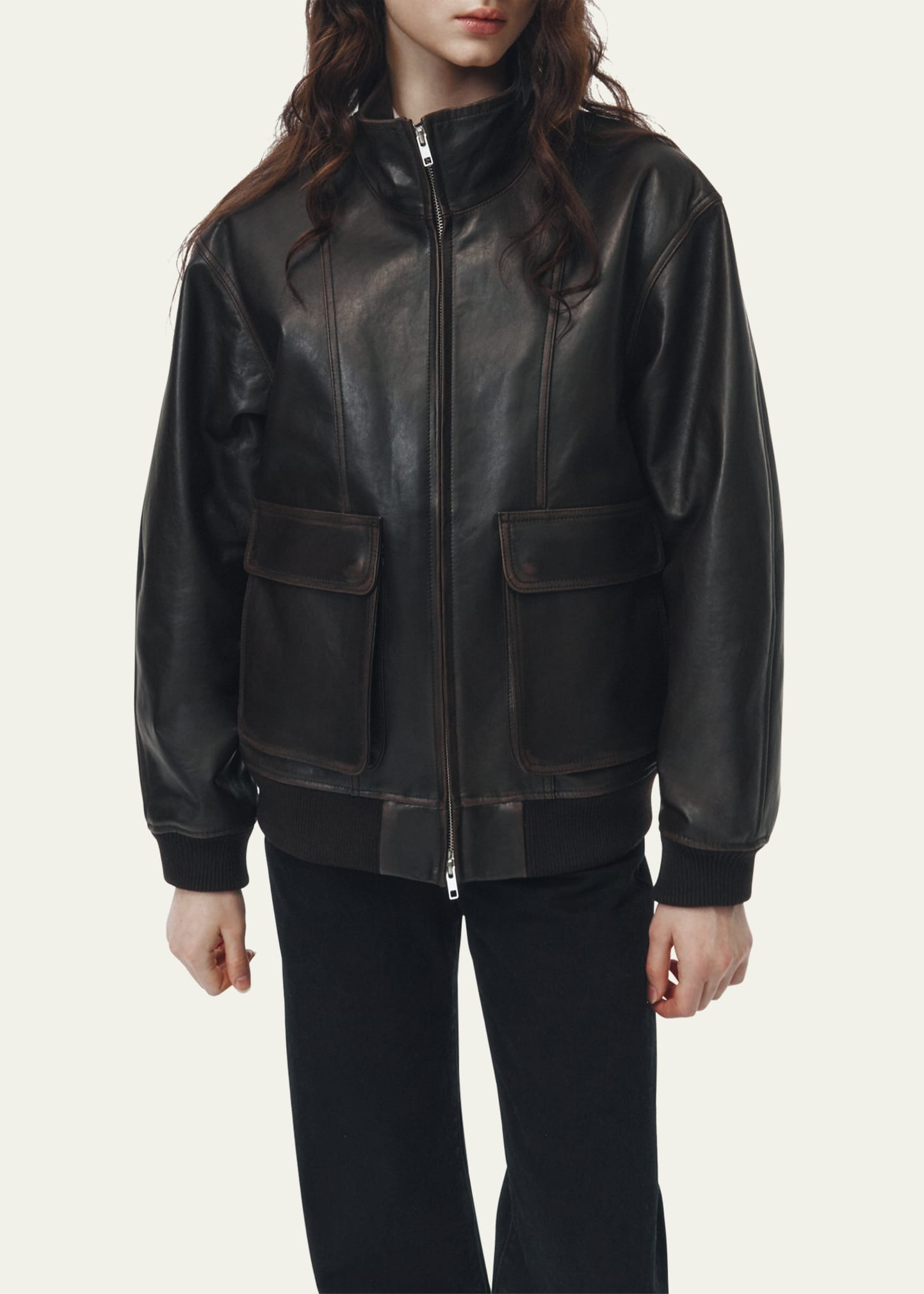 Unisex Leather Blouson Aviator Jacket - 5