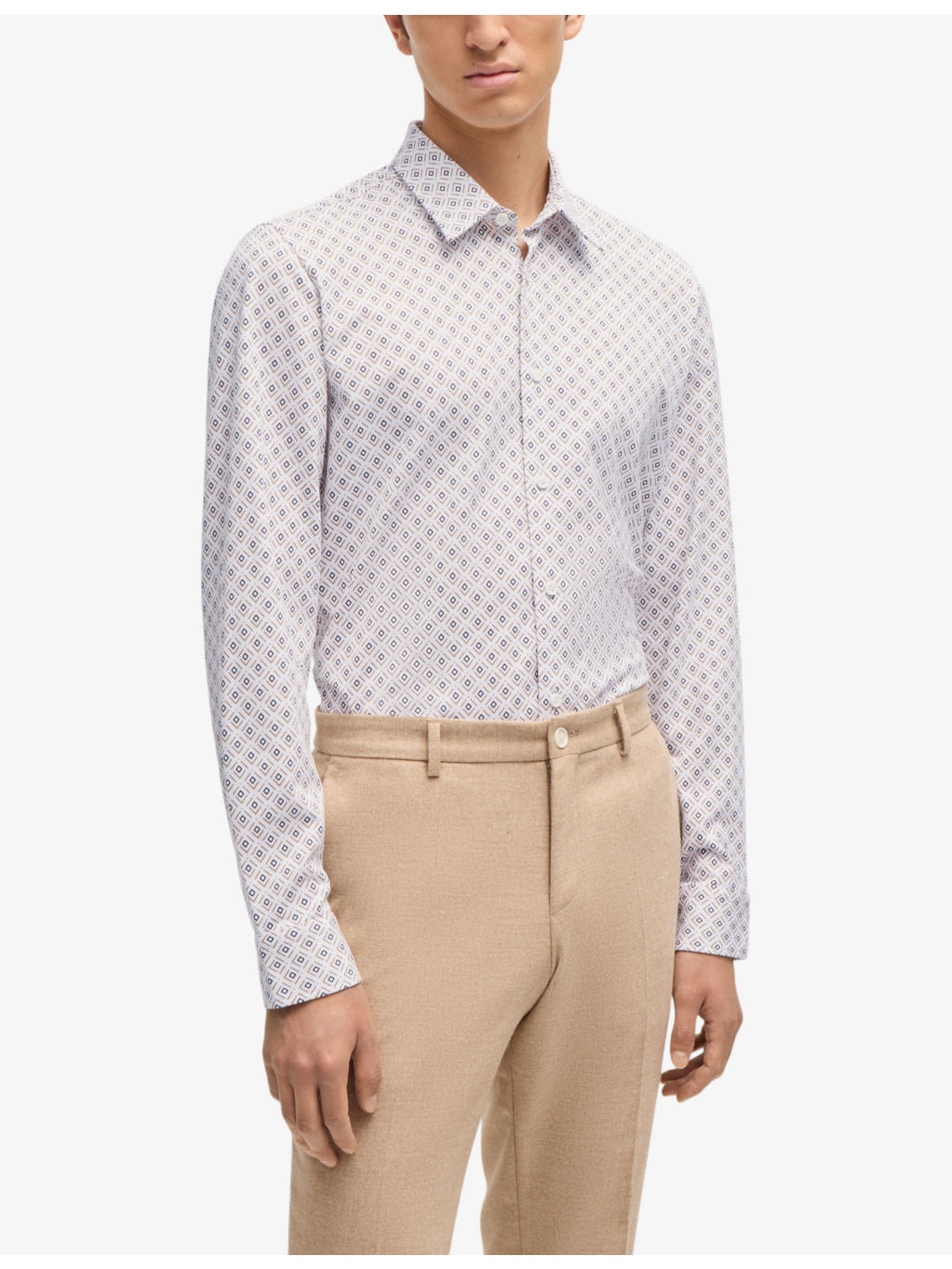Printed slim-fit cotton-blend jersey shirt - 3