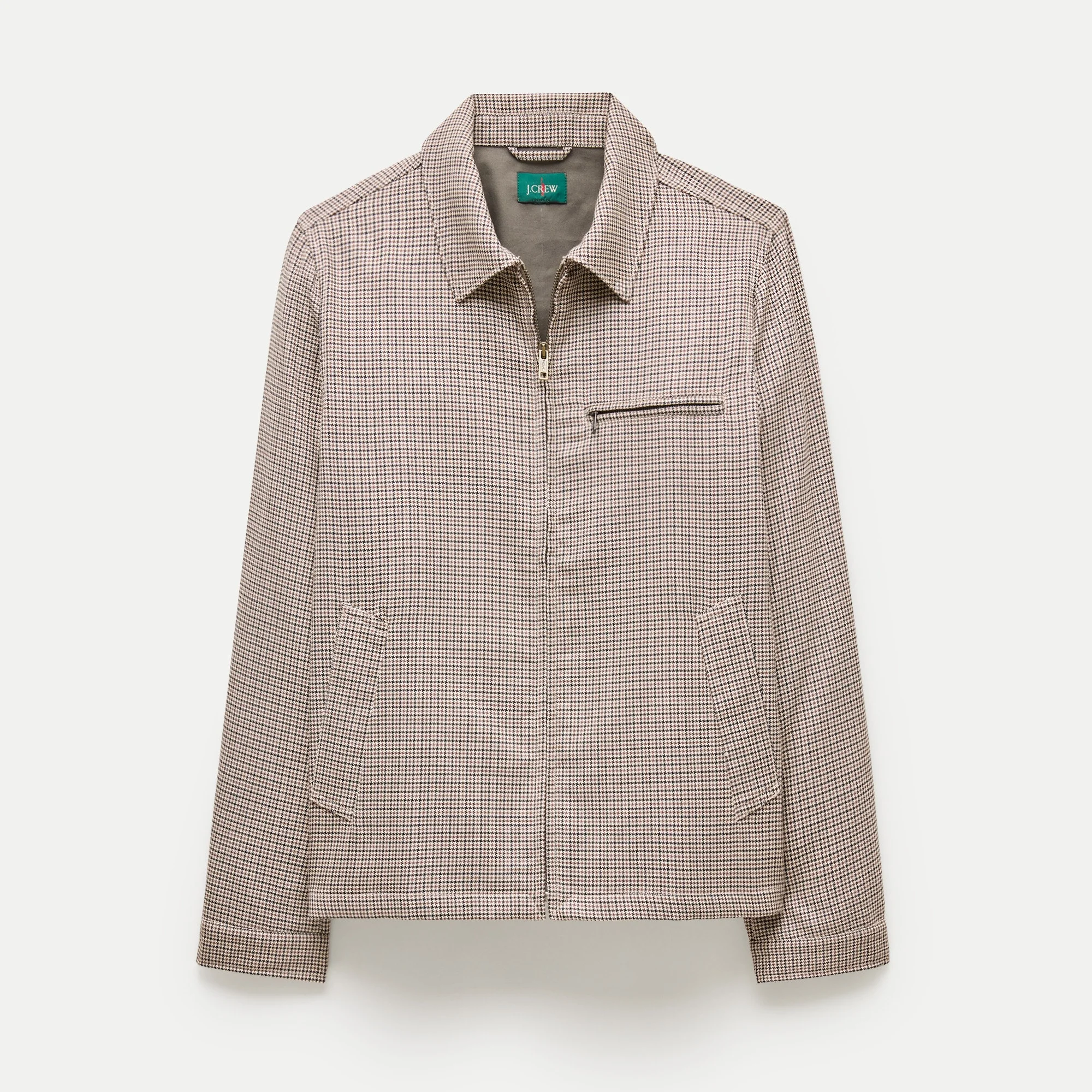 Harrington jacket in houndstooth cotton-wool blend - 1