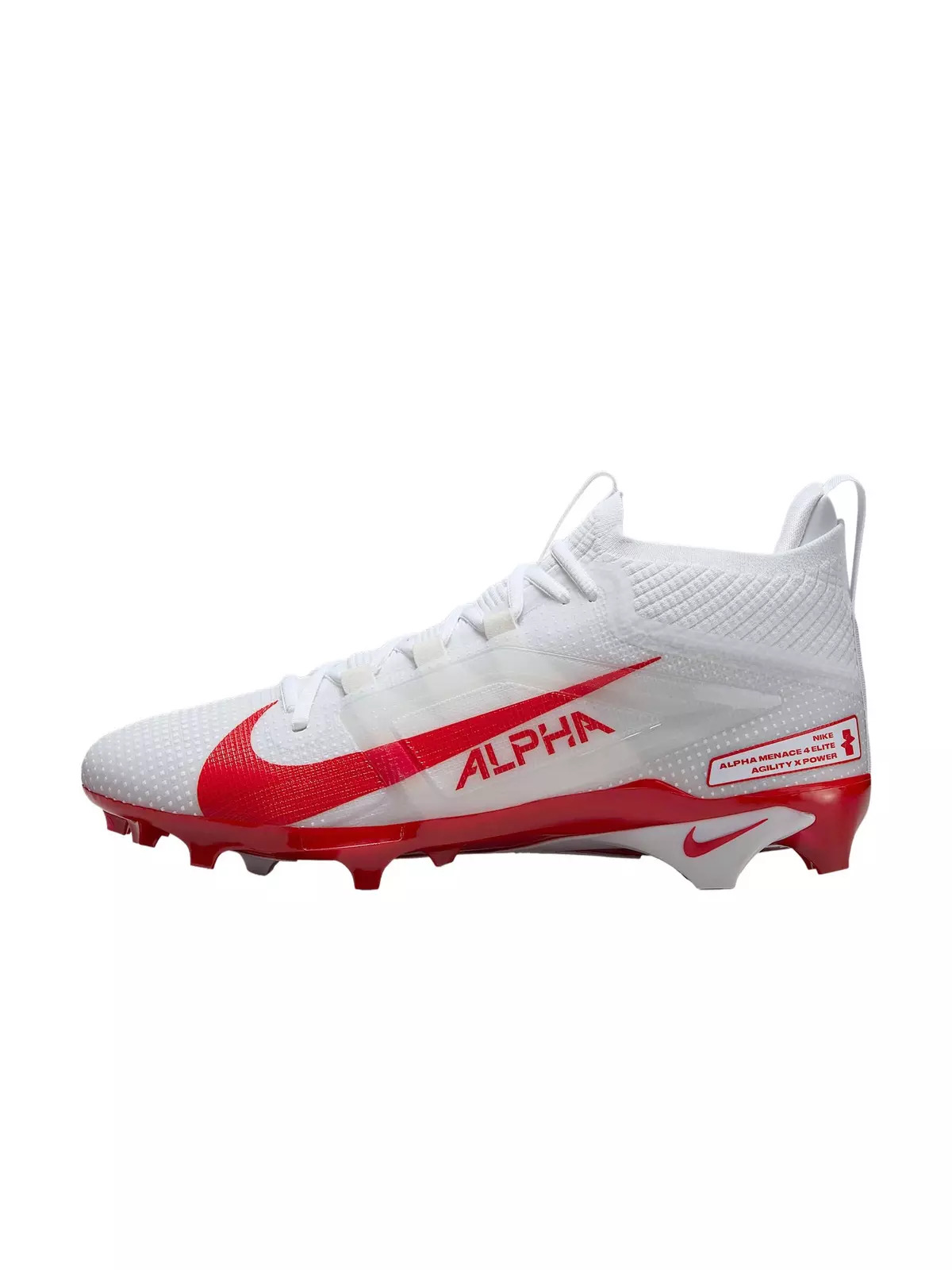 Alpha Menace 4 Elite "White/University Red/Photon Dust/University Red" Men's Football Cleat - 2