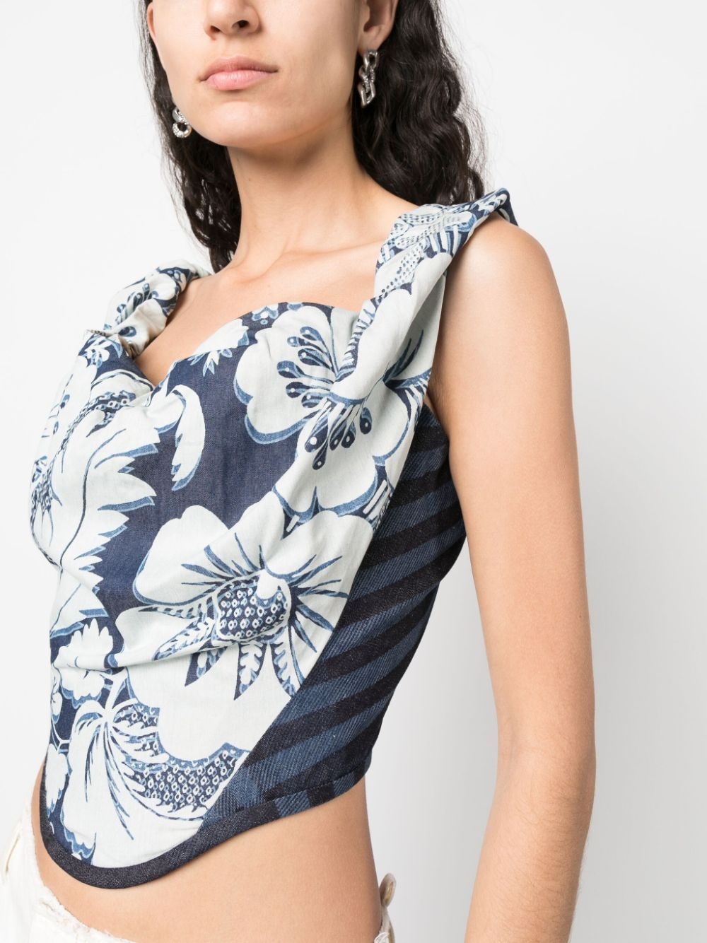 floral-print cropped top - 5