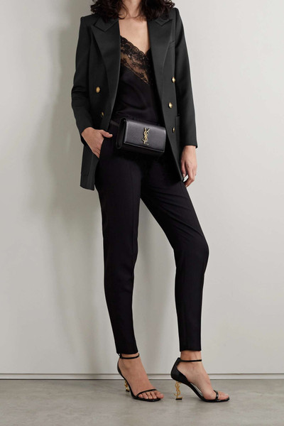 SAINT LAURENT Double-breasted satin and grain de poudre wool blazer outlook