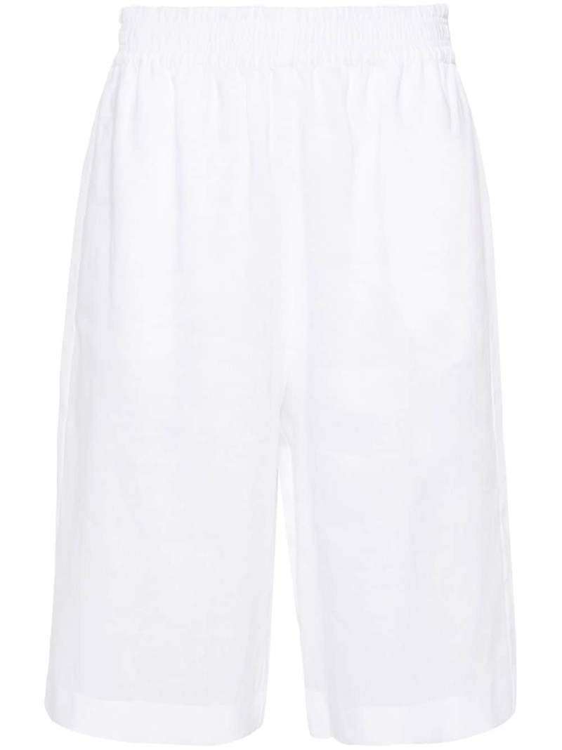 elasticated-waistband linen shorts 1