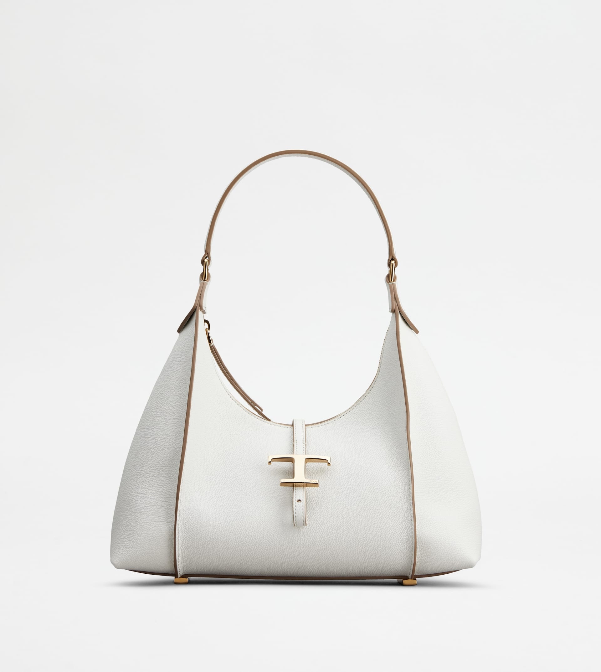 T TIMELESS HOBO BAG IN LEATHER SMALL - WHITE - 1