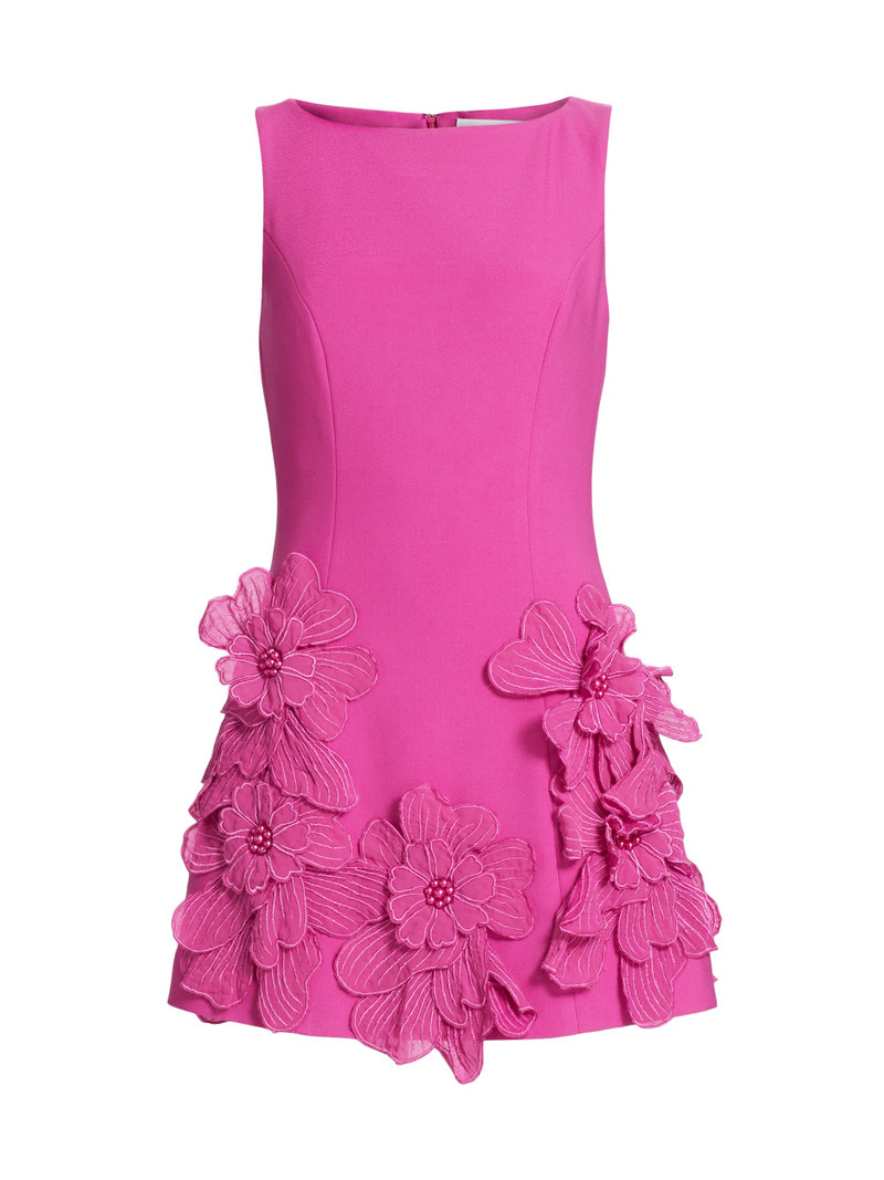 Women's Janelle Floral Appliqué Minidress - Fuchsia 1