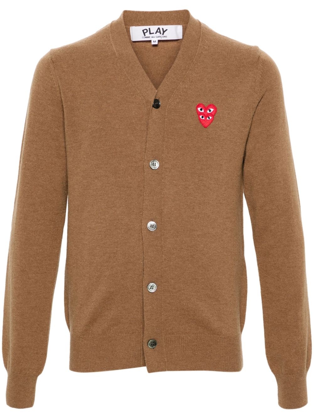 heart-patch wool cardigan - 1