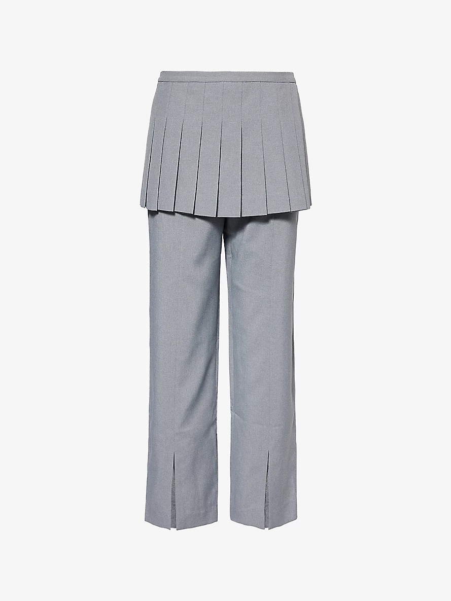 Lichi skirt-overlay straight-leg woven trousers - 1