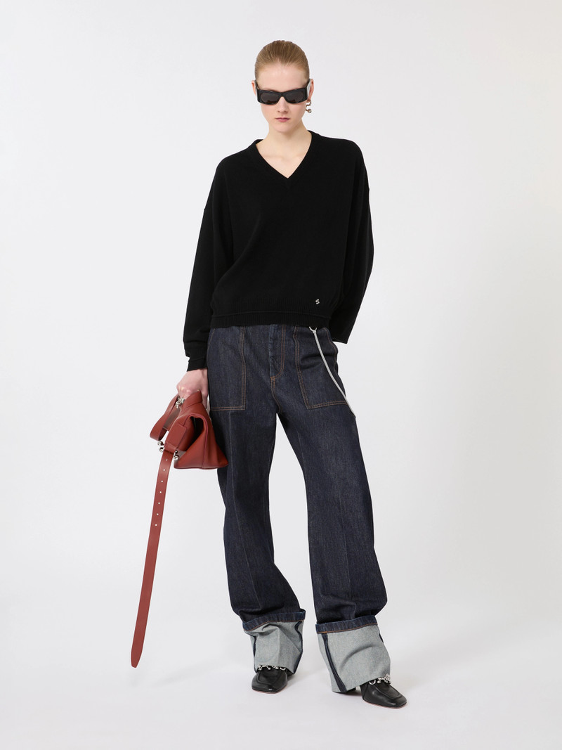 Sportmax Relaxed-fit wool and cashmere sweater - BLACK outlook