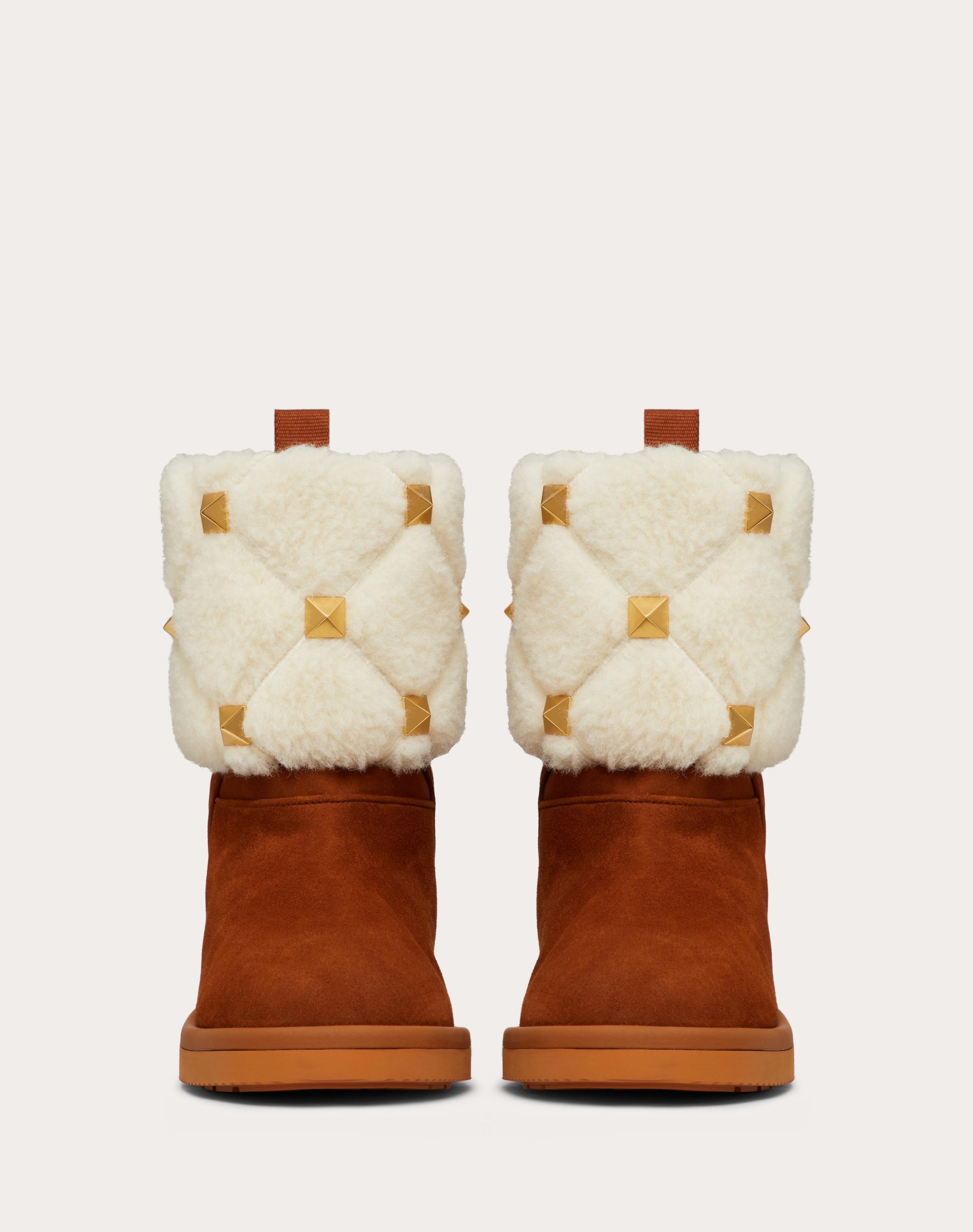 ROMAN STUD QUILTED ANKLE BOOT IN SPLIT LEATHER AND WOOL 20MM - 4