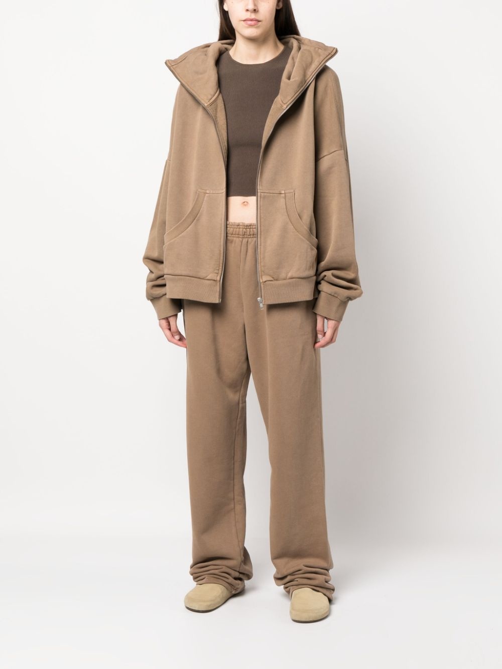 zip-fastening cotton hoodie - 3