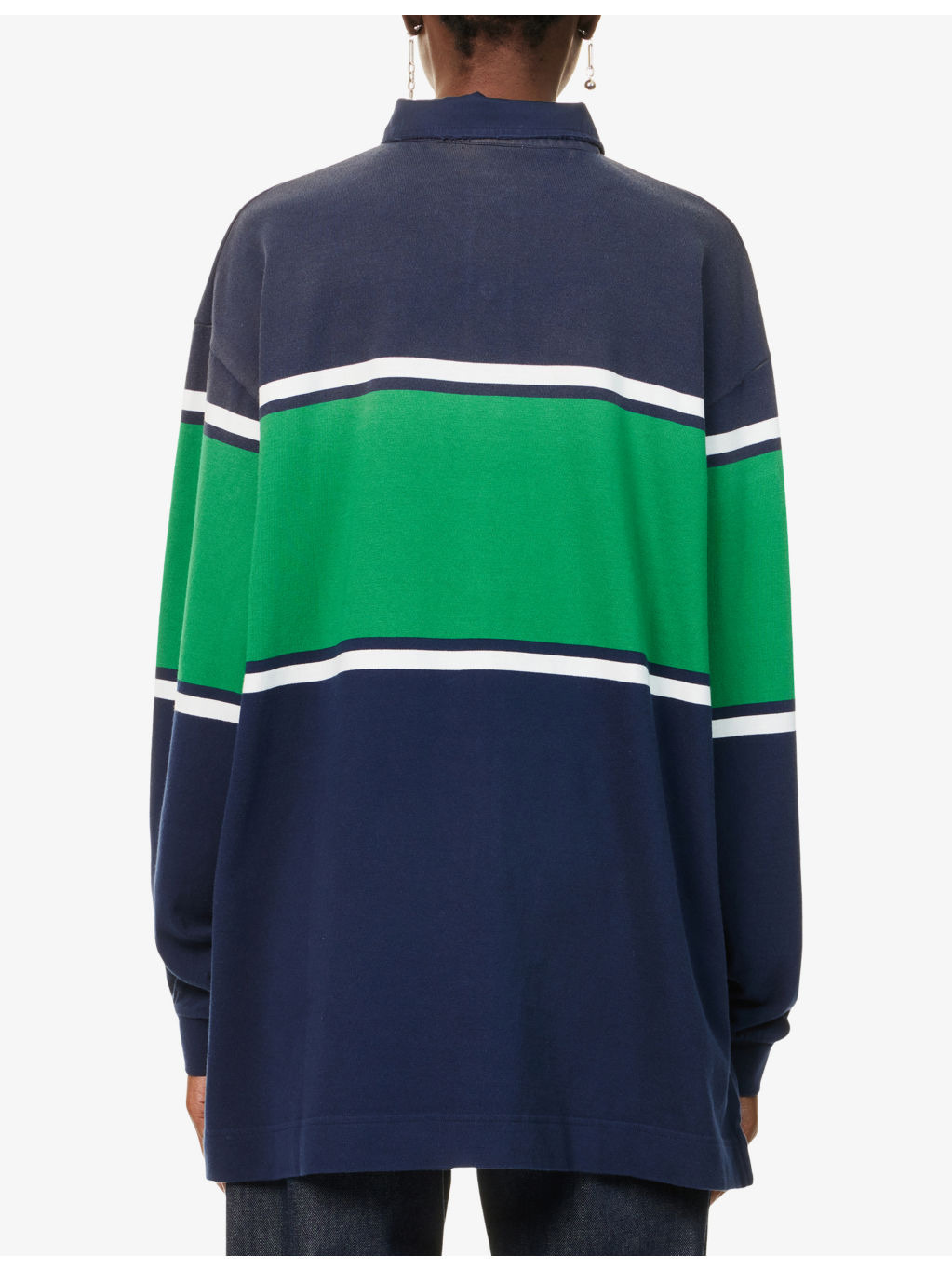 Stripe-Print Brand-Embroidered Cotton-Jersey Polo Sweatshirt Dress - 4