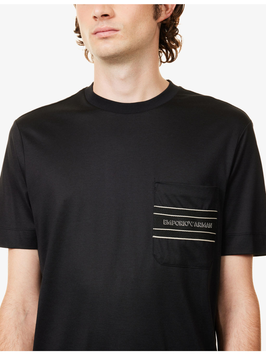 Logo-Print Patch-Pocket Cotton Blend T-Shirt - 5