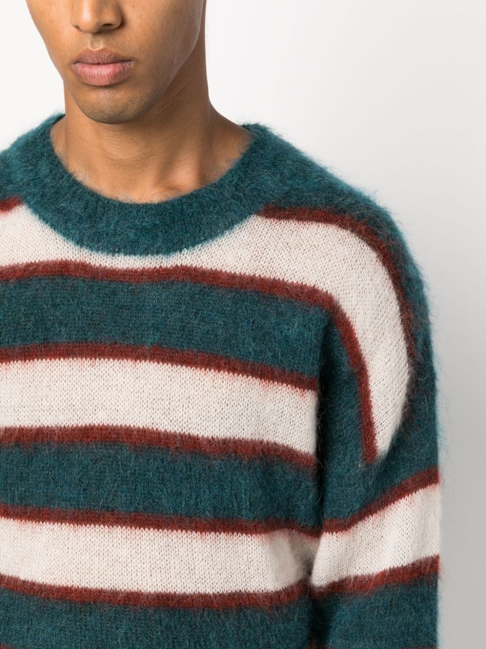 stripe-print crew-neck jumper - 5