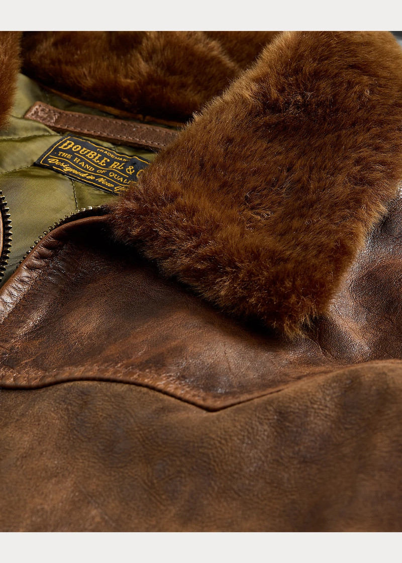 Shearling-Collar Leather Car Coat 5