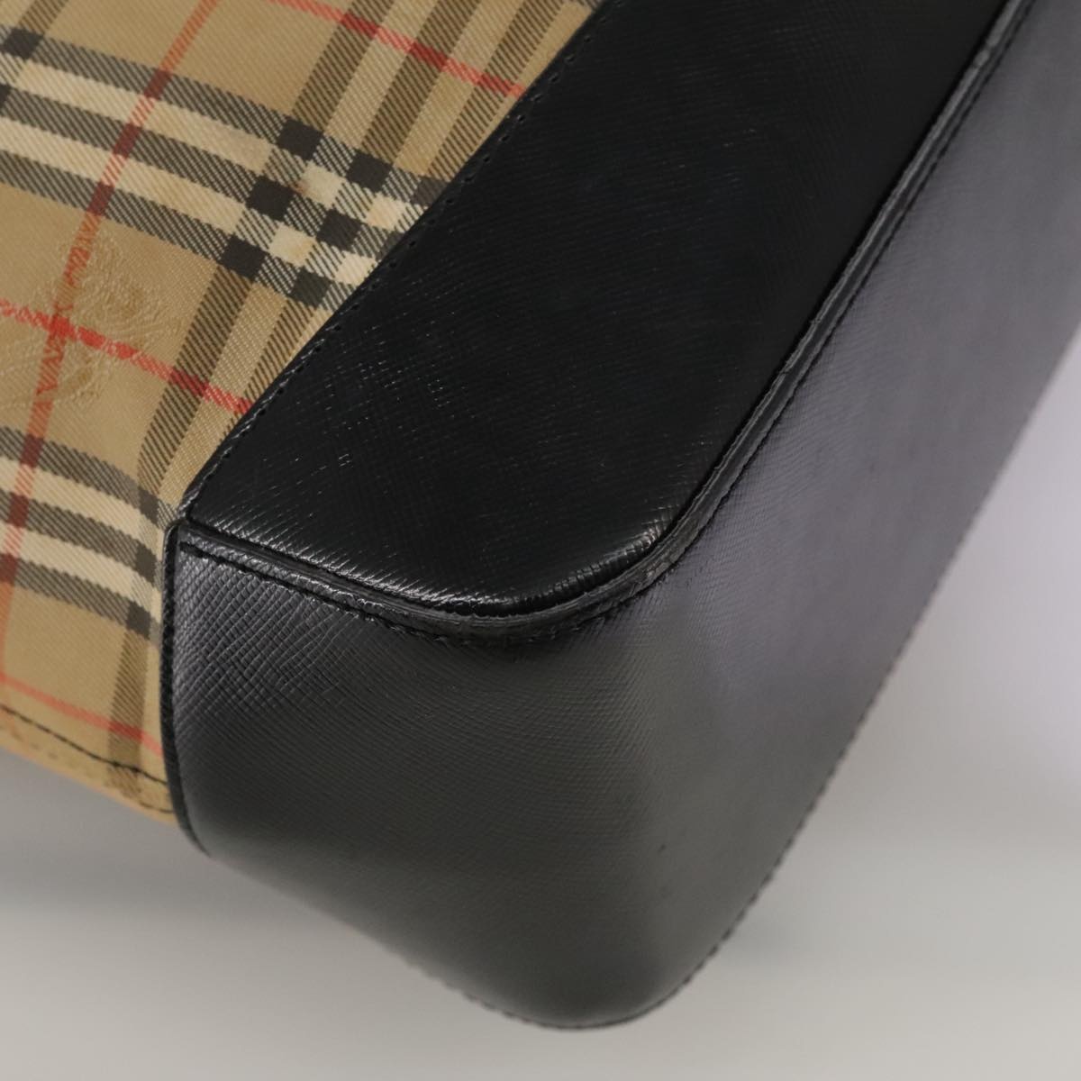 Burberry Nova Check Tote Bag Canvas Leather Beige Black Gold - 15