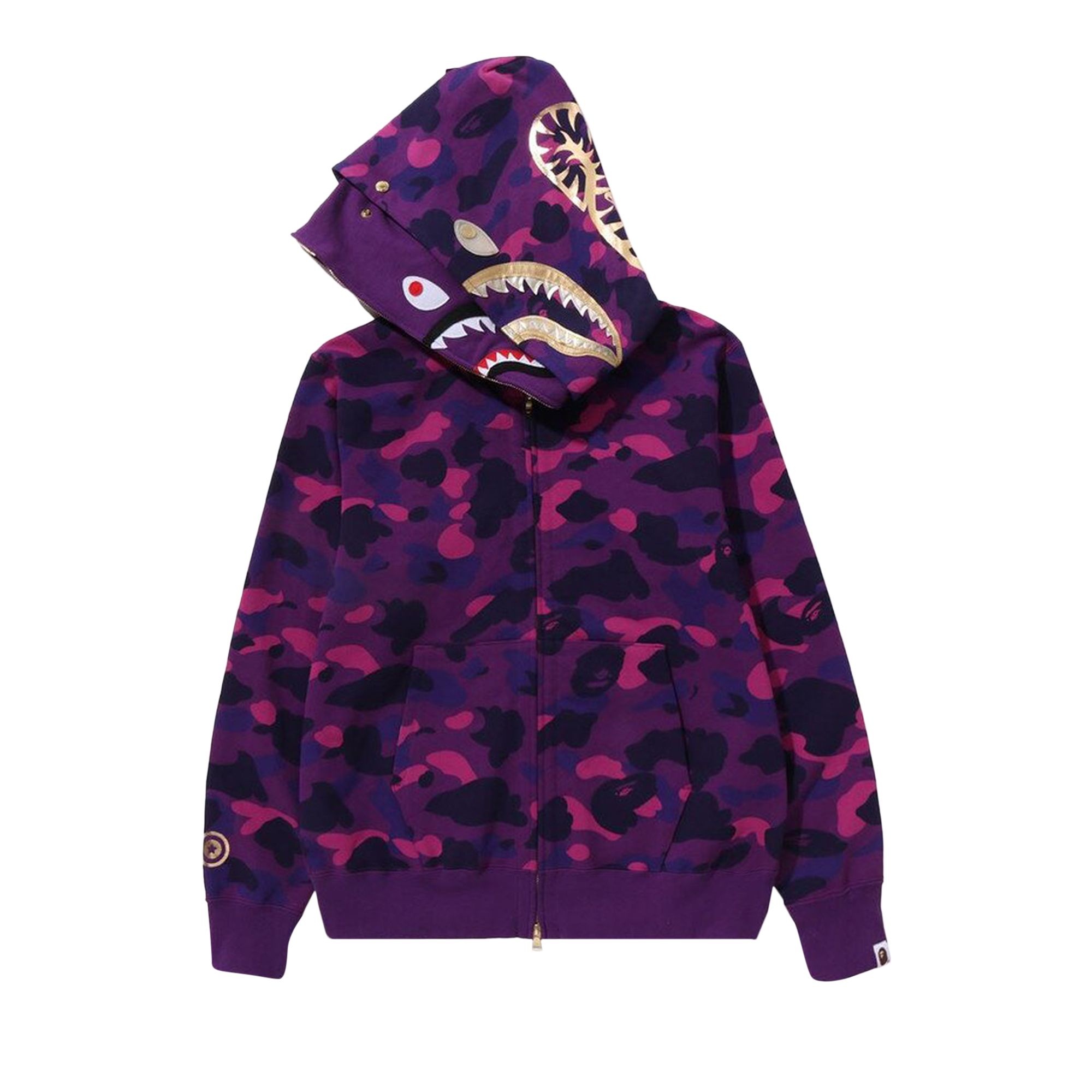 BAPE Color Camo Double Shark Full Zip Hoodie 'Purple' - 3