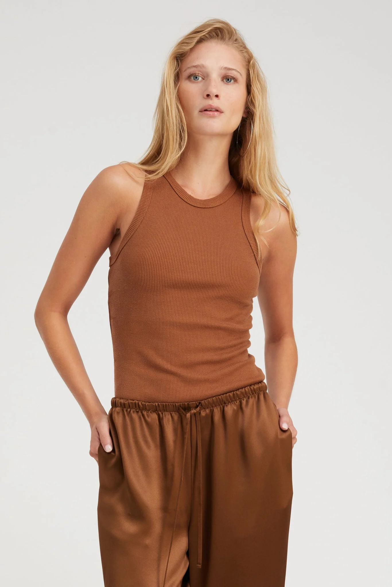 CHESTNUT RIB RACER TANK - 1